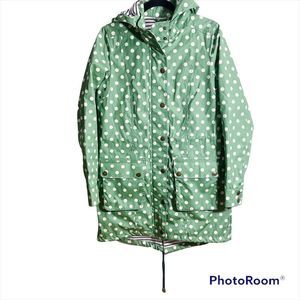 Boden green polka dot waxed raincoat 6